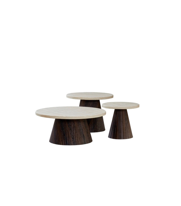 Salontafels Travertin bruin Japandi set van 3 stuks