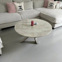 Travertin Salontafel Rond X poten Zilver