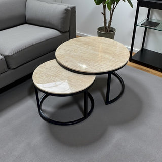 Salontafels Marmerlook zwarte poten