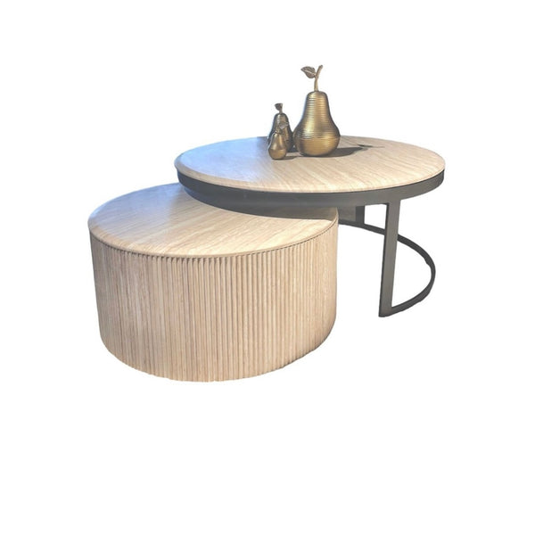 Japandi Bubblo salontafel set – Travertin blad