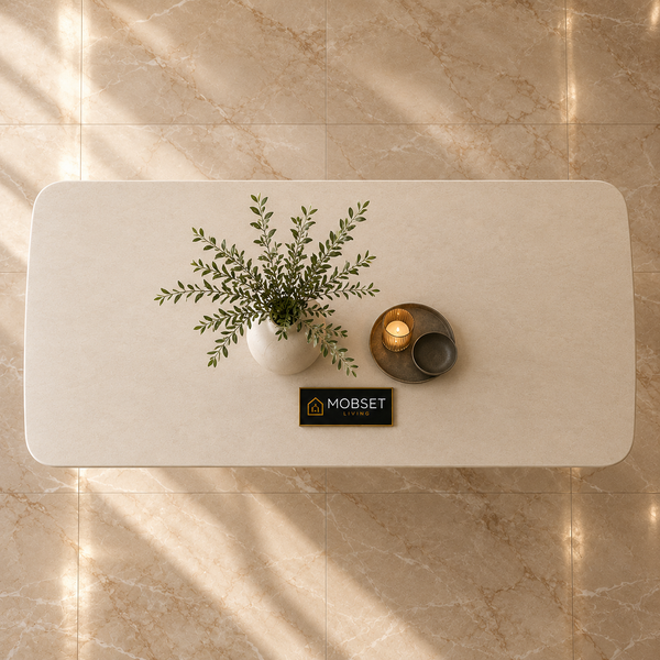 Langwerpige Mango Houten Eettafel 200x100 cm Crème – Massief Mangohout
