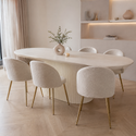 Ovale uitschuifbare Japandi eettafel – crèmekleurig MDF (160–200 cm)
