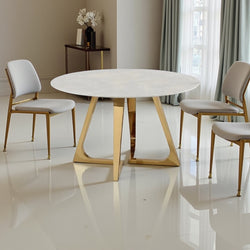 Marmeren ronde eettafel goud