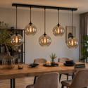 Hanglamp Eettafel Amber Glas 5 Lichtpunten