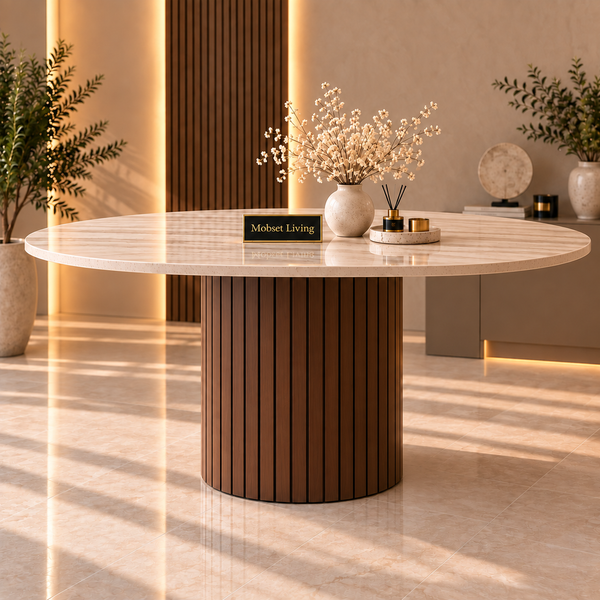 Eettafel Japandi Keramiek Ovaal bruin 180 cm - Stella