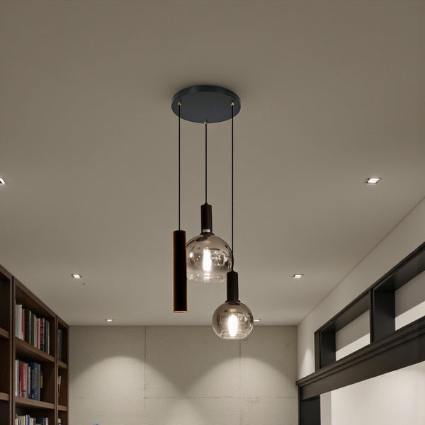 Industriële Hanglamp – Smoke Glas – 3-Lichts – Dimbaar