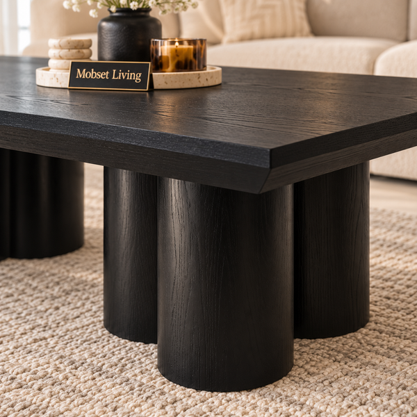 Salontafel Mangohout zwart 6 Potig - 130 cm