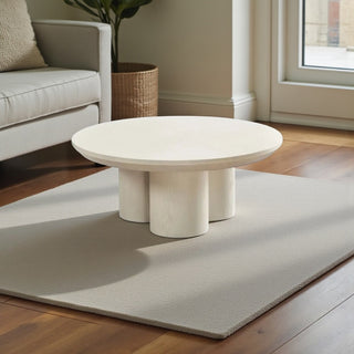 Ronde salontafel – Japandi stijl in crème MDF