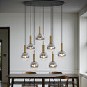 Hanglamp Eettafel Ovaal – Goud met Smoke Glas – 8 Lichtpunten