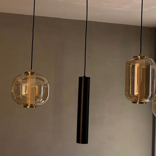 Industriële Hanglamp voor Eettafel – Amber Glas – 5-Lichts Geïntegreerde LED
