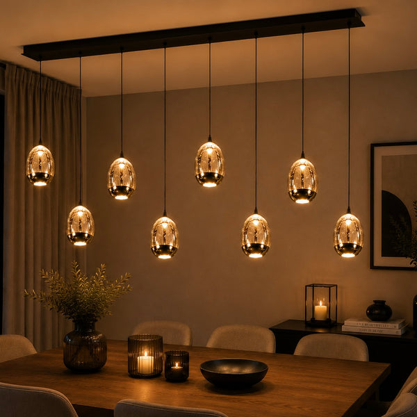 Hanglamp Boven Eettafel Goud Dimbaar - 8 Lichtpunten