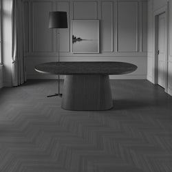Ovale Japandi eettafel – zwart MDF