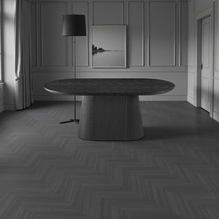 Ovale Japandi eettafel – zwart MDF