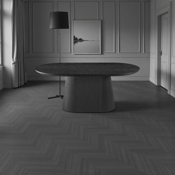 Ovale Japandi eettafel – zwart MDF