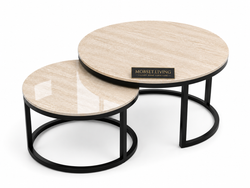 Salontafels Beige Blad Travertin Zwarte Poten Stella