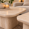 Salontafels 2 Stuks Beige Keramiek Blad - Floor