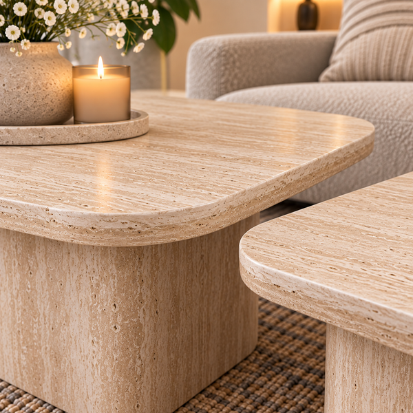 Salontafels 2 Stuks Beige Keramiek Blad - Floor