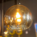 Amber Eettafel Hanglamp – 2 Glasbollen + 3 Buisspots – Eettafel 5 Lichtpunten