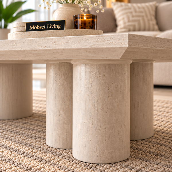 Salontafel Mangohout Crème 6 Potig - 130 cm