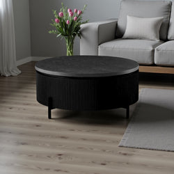 Zwarte Japandi Salontafel  Rond – Mangohout