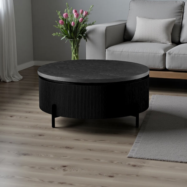 Zwarte Japandi Salontafel  Rond – Mangohout