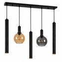 Industriële Hanglamp voor Eettafel – Smoke & Amber Glas – 5-Lichts – Dimbaar