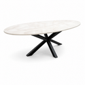 Eettafel ovaal travertin Crème – Zwarte poten - 180cm
