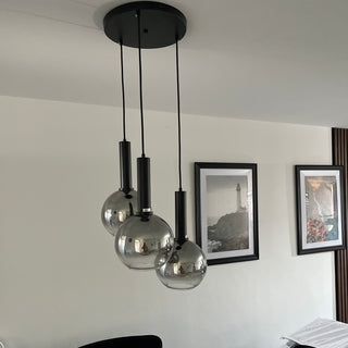 Hanglamp smoke glas Elina 3 bollen dimbaar
