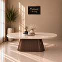Salontafel Japandi travertin Ovaal bruin 130 cm - Kimberly