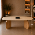 Eettafel Travertin Blad Poten Hout 160x90cm
