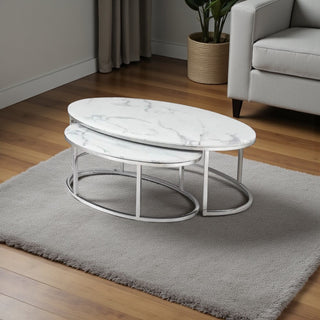 Salontafels marmer Florence zilver