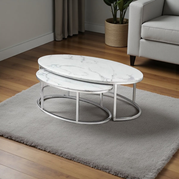 Salontafels marmer Florence zilver