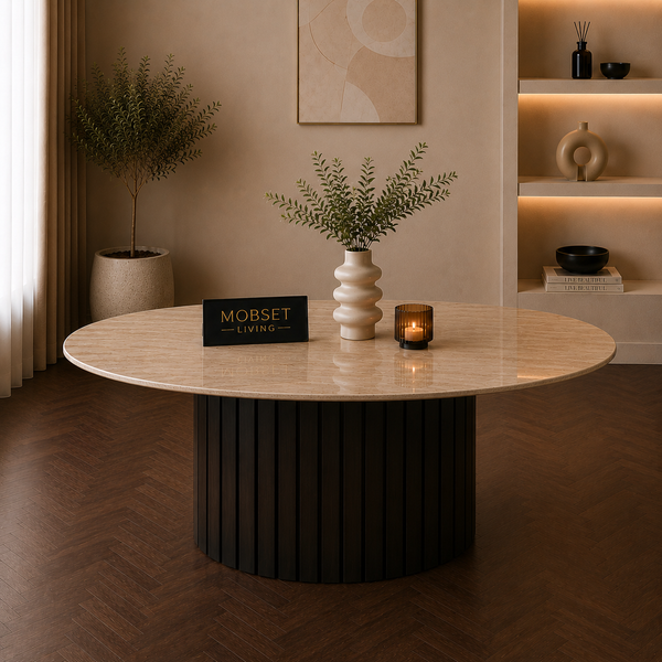 Eettafel Japandi Keramiek Ovaal bruin 180 cm - Stella