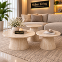 Salontafels 3 Stuks Beige Keramiek Blad - Floor