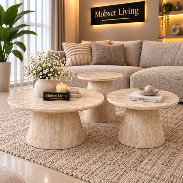 Salontafels 3 Stuks Beige Keramiek Blad - Floor