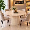 Eettafel Beige Keramiek Blad Rond 120 cm - Floor