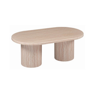 Salontafel Japandi travertin 2 potig ovaal 130 cm - Kimberly