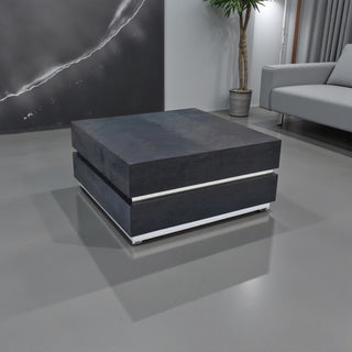 Zwarte salontafel – Rechthoekig mangohout met visgraat design