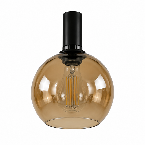 Industriële Hanglamp Ovaal Voor Eettafel- Amber & Smoke glas - 8 lichtpunten
