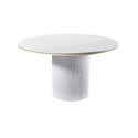 Eettafel Keramiek Rond – Wit blad met gouden randafwerking