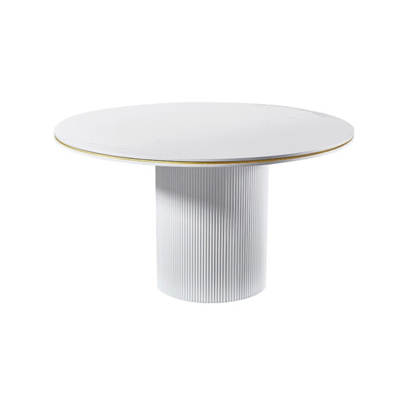 Eettafel Keramiek Rond – Wit blad met gouden randafwerking