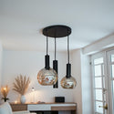 Industriële Hanglamp – Zwart/Amber Glas – 3-Lichts – Dimbaar