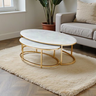 Salontafels marmer Florence goud