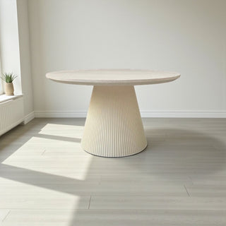 Ronde Japandi eettafel – crèmekleurig MDF