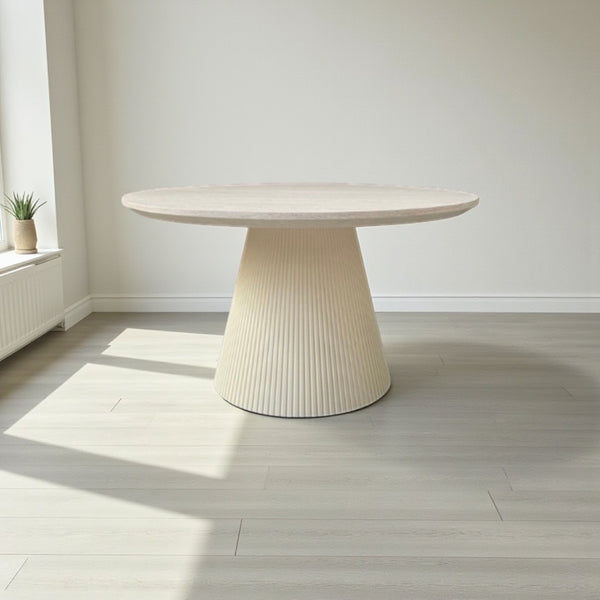 Ronde Japandi eettafel – crèmekleurig MDF