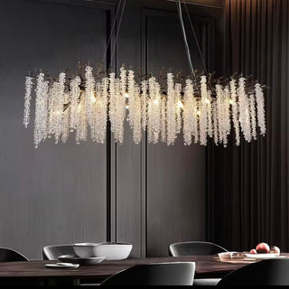 Luxe Ovale Hanglamp Eethoek met Kristallen Stenen