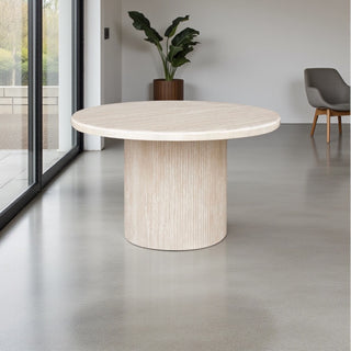 Ronde eettafel travertin – Japandi stijl-130cm