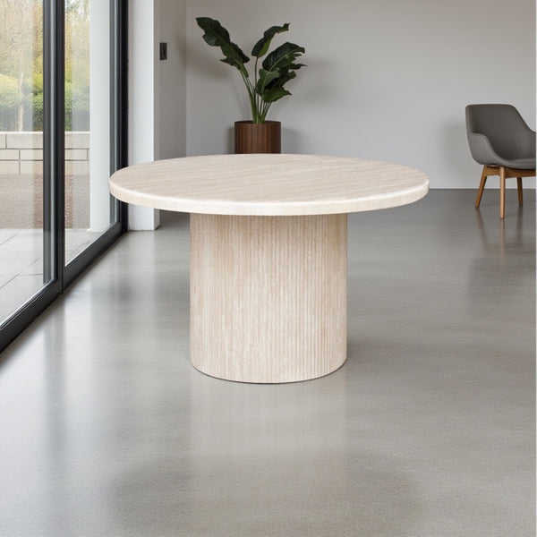 Ronde eettafel travertin – Japandi stijl-130cm