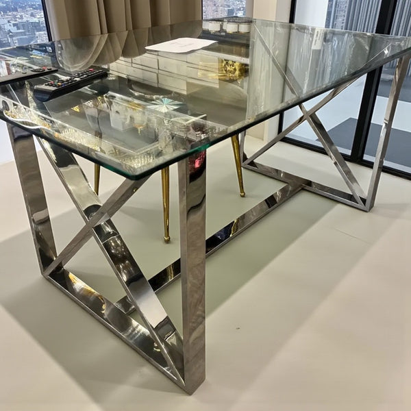 Langwerpige eettafel glas