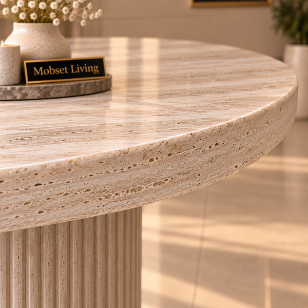 Eettafel Japandi travertin Ovaal 180 cm - Kimberly